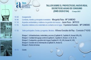 AEAS celebrará un “Taller sobre el proyecto del nuevo Real Decreto de Aguas de Consumo (DWD 2020/2184)”, el jueves 13 de mayo