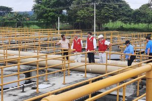 Visita de la embajadora de España a la planta de tratamiento de aguas residuales de la ciudad de Masaya en Nicaragua