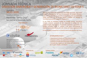 Jornada Técnica "Digestión Anaerobia y Generación de Biometano en EDAR" el 30 de enero en San José de la Rinconada (Sevilla)