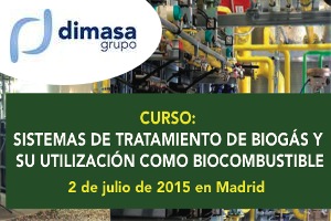 DIMASA organiza el curso "Sistemas de tratamiento de Biogás y su utilización como biocombustible" el 2 de Julio en Madrid