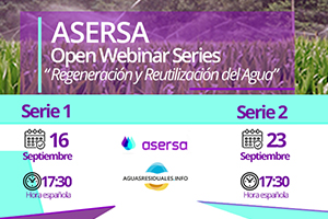 "ASERSA Open Webinar Series" sobre Regeneración y Reutilización del Agua, el 16 y 23 de septiembre de 2020