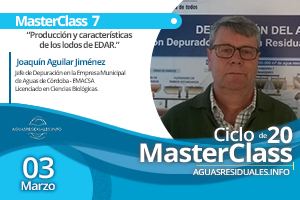 Joaquín Aguilar, impartirá la MasterClass 7 sobre "Producción y características de los lodos de EDAR"