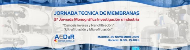 AEDyR concentra en un solo día la 3ª Jornada Técnica sobre "Tecnología de Membranas" el 20 de noviembre en Madrid