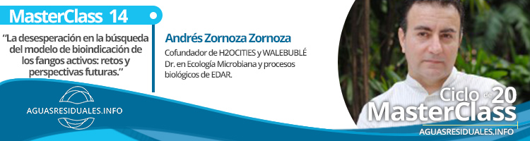 Andrés Zornoza impartirá la MasterClass 14 "La desesperación en la búsqueda del modelo de bioindicación de los fangos activos: Retos y perspectivas futuras"