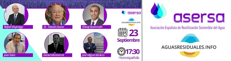 Últimas horas para la inscripción al "ASERSA Open Webinar Series 2" sobre Regeneración y Reutilización del Agua