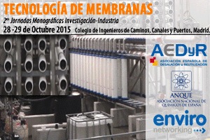 AEDYR presenta las II Jornadas Monográficas de Investigación e Industria sobre la TECNOLOGÍA DE MEMBRANAS en Madrid