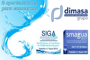 Dimasa Grupo estará presente con sus soluciones para el tratamiento del agua en las Ferias SIGA y SMAGUA 2017