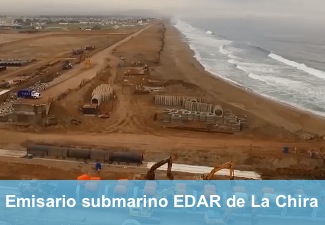 Instalación del emisario submarino de la EDAR de La Chira en Perú